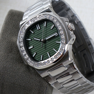 Montre personnalisée avec logo, mouvement automatique NH35, montres mécaniques pour hommes, bracelet de luxe, cadran serti de diamants, étanche - Product Image 6