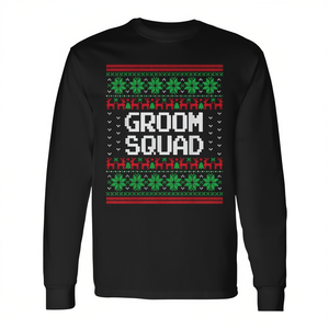 Maglietta a maniche lunghe con maglione natalizio Groom Squad Ugly Christmas Sweater, regali di Natale - Product Image 4