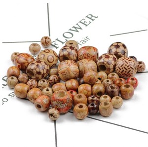 Perles de cheveux rondes grand trou perles de poney peintes en bois en gros 100 pièces pour la fabrication de bijoux 10-17mm boules en bois 10 sacs 500 pièces/sac - Product Image 2