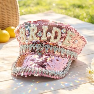 Wholesale 3 MOQ Pink Sequin Pearl Bride Spike Captain Plush Outdoor Beach Casual Burning <strong>Man</strong> Wedding <strong>Festival</strong> Party <strong>Hat</strong> - Product Image 2