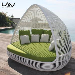 Modern <strong>Outdoor</strong> Rattan Sun Bed Aluminium Frame Chaise Lounge Garden Patio Hotel Pool <strong>Daybed</strong> <strong>With</strong> <strong>Canopy</strong> - Product Image 4