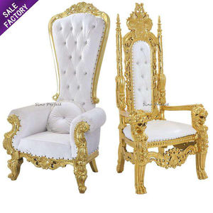 Chaises de trône royales doubles en or antique bon marché de Chine pour le roi et la reine - Product Image 1