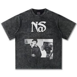 T-shirt graphique vintage Nas pour homme, coton lourd 300G, imprimé portrait rétro années <span class=keywords><strong>90</strong></span> Hip Hop <span class=keywords><strong>Rap</strong></span>, streetwear oversize - Product Image 6