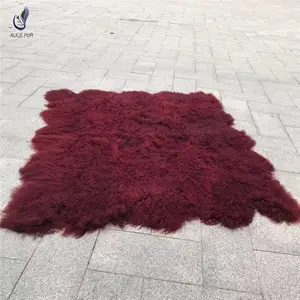 Factory Supply Customized Real Mongolian Lamb Fur Rug Genuine Sheep Fur Blankets