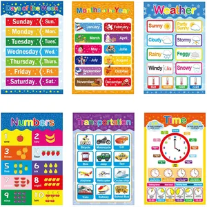Pósteres educativos de aprendizaje, pósteres de abecedario ABC para meses del año, guardería, escuela en casa, aula, preescolar