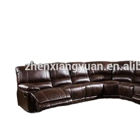 Canapé d'angle inclinable en cuir marron, siège de salon manuel, 2021 degrés