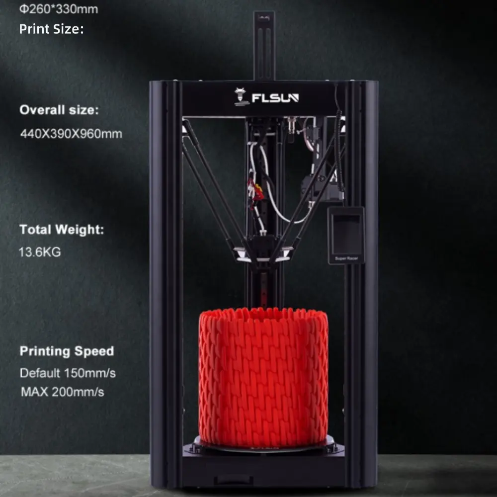Flsun SuperRacer Delta 3D Printer Auto-Level Upgraded Resume Pre-assembly TFT 32bits board impressora 3d Drucker