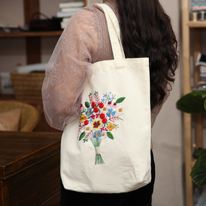 Kit de broderie à l'aiguille pour débutants Techniques de point de croix <span class=keywords><strong>sur</strong></span> sac fourre-tout en <span class=keywords><strong>toile</strong></span> de coton Fournitures d'artisanat - Product Image 2