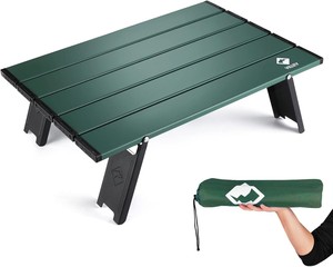 Tavolino <span class=keywords><strong>da</strong></span> <span class=keywords><strong>Spiaggia</strong></span> Pieghevole Mini Portatile in Alluminio Ultraleggero Verde per Campeggio e Attività all'Aperto - Product Image 1