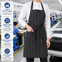 Tablier à bretelles rayé imperméable avec sangle réglable, logo personnalisé, uniforme de chef pour restaurant, cuisine, café, grill, boulangerie