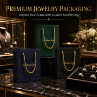 Individuell Bedruckte Schmuck-Papiertüten mit Metallkordel-Griffen Mini-Geschenkverpackungstaschen für Ringe Halsketten Boutique Einzelhandel