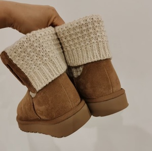 Botas de nieve cortas para mujer, de gamuza tejida, con correa de hebilla, forradas con forro polar cálido, informales, para invierno. - Product Image 4