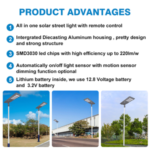 Carcasa de aluminio todo en uno para exteriores IP65 Lámpara de carretera impermeable 200W 300W 400W 500W Farola con energía solar integrada - Product Image 2