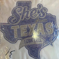Motif de transfert thermocollant personnalisé avec logo de football 'She Is From Texas' et strass en cristal pour vêtements