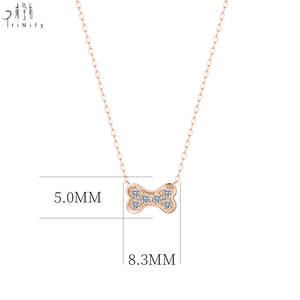 Collar con colgante de diamante natural en oro blanco macizo de 18 quilates con diseño de hueso de perro, de alta calidad y diseño adorable, regalo de cumpleaños para niña. - Product Image 4