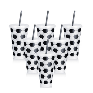 Vasos de Decoración para Fiestas Deportivas, Vasos de Plástico Reutilizables de 24 oz con Tapa y Pajita para Entrenador, Niños y Adultos - Product Image 2