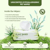 Lingettes humides écologiques à base de plantes pour animaux de compagnie, 400 pièces, sans alcool, hypoallergéniques, pour le nettoyage des pattes et du derrière des chiens et des chats, étiquette privée OEM