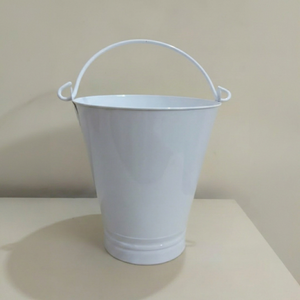 Cubo de Metal Galvanizado con Asa, Cubo Redondo Blanco para Agua, Decoración para Hogar y Jardín - Product Image 1