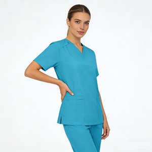 Women's V-Neck Scrub Top Short Sleeve Moisture Wicking Hospital Uniform For Nurses Medical Workwear Size S XXL - Product Image 5