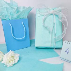 Papel tisú Logotipo personalizado Embalaje Papel tisú impreso con logotipo Papel tisú azul agua - Product Image 2