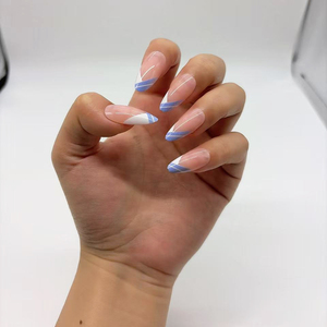 Lot de 24 faux ongles en acrylique à presser, style français romantique, pour rendez-vous et soirées - Product Image 3