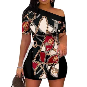 Sexy fashion hot selling Women s Sets Letter-print Piece Sets short sleeves off shoulder top with shorts suit two-piece set