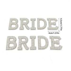 5 pièces/ensemble paillettes mariée strass perle bâton sur lettres pour fête décoration patchs tissu appliques lettres - Product Image 5