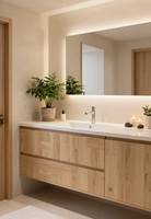 Meuble-lavabo de salle de bain Anewson de style transitionnel avec dessus en marbre et armoire de style Shaker pour la maison