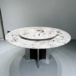 Set Tavolo da Pranzo Contemporaneo con Base a Piedistallo <span class=keywords><strong>e</strong></span> Piano in Marmo o Pietra Sinterizzata per <span class=keywords><strong>Arredamento</strong></span> di Lusso per <span class=keywords><strong>Cucina</strong></span> <span class=keywords><strong>e</strong></span> <span class=keywords><strong>Soggiorno</strong></span> - Product Image 4