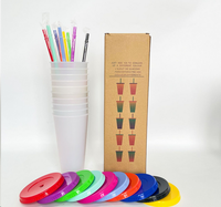 Gobelet réutilisable en PP, résistant à la chaleur, changeant de couleur selon la température, anti-fuite, écologique, pour fêtes, avec paille, grande capacité