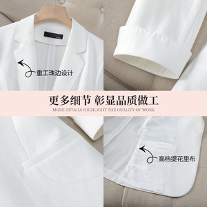 Women's Blazer Three Quarter Sleeve Lightweight Solid Color Breathable Summer Suit Jacket For Petite Women - Product Image 3