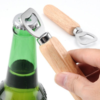 Ouvre-bouteille en acier inoxydable avec Logo personnalisé, pour Bar, avec poignée en bois, 1 pièce