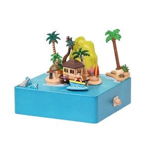 नाजुक लक्जरी भव्य कार्टून लकड़ी के संगीत बॉक्स 'बच्चों के लिए जन्मदिन का उपहार घर के गहने हिंडोला संगीत बॉक्स - Product Image 2