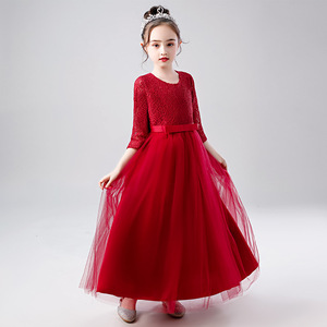 Nuovo Abito da Sera Lungo con Motivi Floreali alla <span class=keywords><strong>Moda</strong></span> 2019 per <span class=keywords><strong>Ragazze</strong></span> di <span class=keywords><strong>12</strong></span> <span class=keywords><strong>Anni</strong></span>, Collo Tondo, Pizzo, Schiena a V, Fiocco, Stile Formale Estivo - Product Image 5