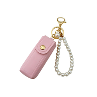 En gros, Pochette élégante pour rouge à lèvres et baume à lèvres, avec porte-clés et pendentif chaîne de perles, mini, mignonne, portable, accessoire cosmétique