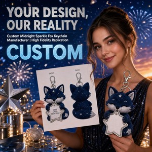 Porte-clés Mascotte Peluche <span class=keywords><strong>Renard</strong></span> Scintillant Personnalisé Noël/Vie Nocturne, Vente en Gros, Cadeau du Nouvel An, Logo Personnalisé, Jouet Doux, OEM ODM - Product Image 1