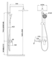 Ensemble de robinetterie de salle de bain en or brossé, colonne de douche avec pomme de douche, ensemble de douche de pluie pour salle de bain