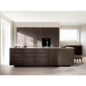 Gabinete de Cocina de Lujo de Alta Gama con Chapa de Madera Contemporánea, Gabinete de Almacenamiento para Cocina - Product Image 1