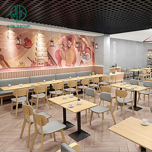 โต๊ะไม้แบบโค้งสี่เหลี่ยมสีฟ้าแบบนอร์ดิกโต๊ะสำหรับคาเฟ่และร้านอาหารพร้อมชุดเก้าอี้โซฟาเฟอร์นิเจอร์ที่นั่ง - Product Image 6