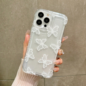Custodia per telefono a farfalla bianca in offerta speciale per <span class=keywords><strong>iPhone</strong></span> 16 Plus 15 17 Pro Max <span class=keywords><strong>14</strong></span> 13, cover posteriore trasparente antiurto per cellulare - Product Image 2