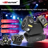 Nouvelles Lumières de Scène DJ à Tête Mobile LED Quatre-en-un avec Faisceau Laser, Stroboscope et Motif Petit Tigre (Double, Triple ou Quadruple Têtes)