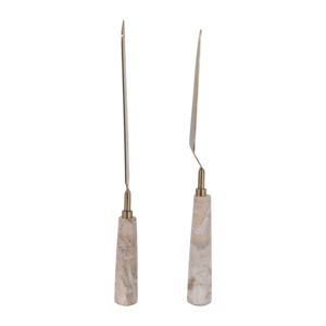 Set di Servizio Moderno con Manico Lungo, Utensili da Cucina con Lama in Ottone e Manico in Marmo per l'Accoglienza - Product Image 3