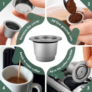Capsules de café rechargeables en acier inoxydable, capsules réutilisables compatibles avec les dosettes de café, écologiques - Product Image 2