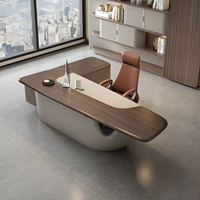 Grand bureau de direction moderne en bois, de style italien, de luxe, en forme de L, modulaire, avec table d'ordinateur pour le bureau du PDG