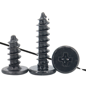 Viti Autofilettanti a Testa Piatta Sottile con Scanalatura a Croce in Acciaio Inox 304, Zincate Nere, Filettatura Grossa - Product Image 1