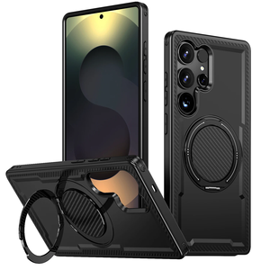 Funda para <span class=keywords><strong>Samsung</strong></span> Galaxy S25 Ultra Edge S24 FE S23 Plus S22 S21 con Alivio <span class=keywords><strong>de</strong></span> Presión 360 °   Soporte Magnético Giratorio para Cubierta Trasera <span class=keywords><strong>de</strong></span> Metal - Product Image 1