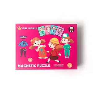 Plenty of clothes and accessories girl change games educational magnetic puzzle for kids paper packaging box