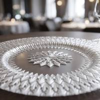 Assiette de présentation en verre transparent argenté de 13 pouces, motif étoile, design cristal, élégante décoration de mariage, pour la mise en table d'événements