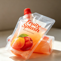 Pochette à bec verseur transparente personnalisée de qualité supérieure, anti-fuite, pour jus et boissons, avec bouchon à vis sécurisé pour boissons aux fruits