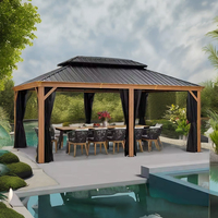 Nouvelle conception de gazebo hexagonal personnalisé, imperméable, 3*3/3*6/12*20 pieds, gazebo de jardin à toit rigide, extérieur, de haute qualité